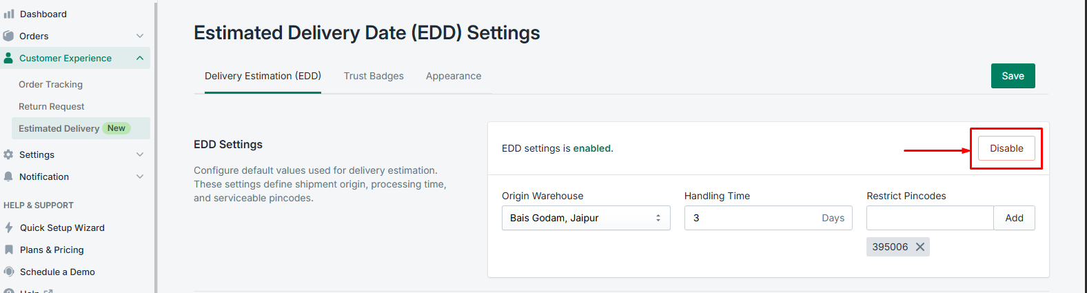 Admin Settings Panel
